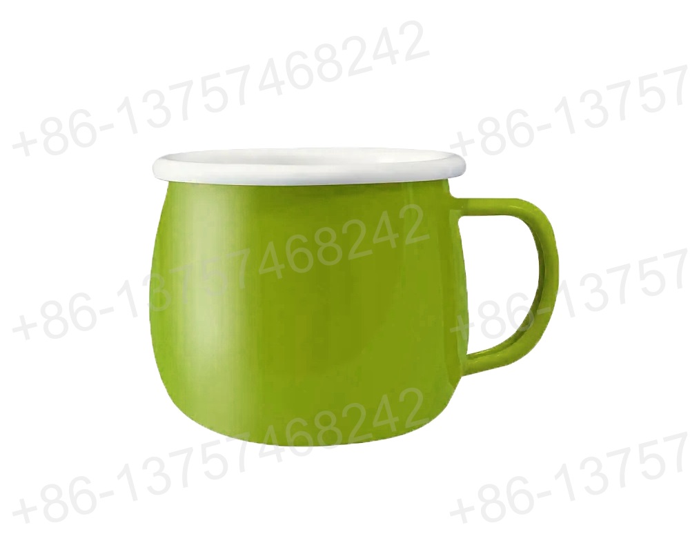 Enamel Belly Shape Mug Custom Solid Color Metal Enamel Bellied Coffee Mugs With Handle