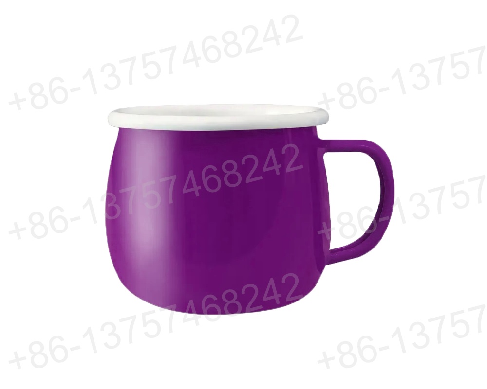 Enamel Belly Shape Mug Custom Solid Color Metal Enamel Bellied Coffee Mugs With Handle